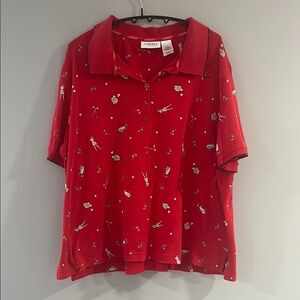 Vibrant Red LizGolf Polo Short Sleeve Relaxed Fit Shirt